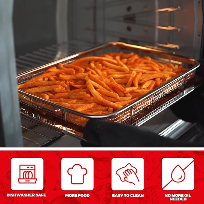 Air Fryer Basket for Oven, Air Fryer Basket and Stainless Steel Baking Tray Pant Oven Air Fryer Pan Rack for Cooking Baking Dishwasher and Broiling (15.3"x11")
