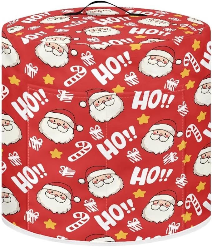 Christmas Hohoho Santa Claus 3 Quart Pressure Cooker Air Fryer Rice Cooker Dust Cover with Top Handle and Storage Pockets Kitchen Appliance Dust Protector Cover