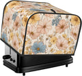 4 Slice Toaster Cover for Kitchen Flower Vintage Botanical Waterproof and Dustproof Toaster Dust Cover with Side Pockets Decorative Universal Cover for Wide Slot Toasters and Small Appliances