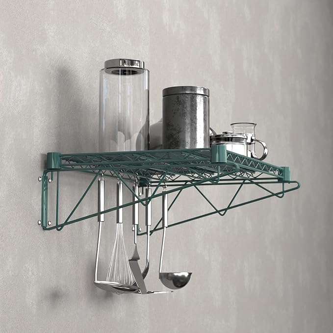18" x 24" Green Epoxy Wire Wall Mount Shelf