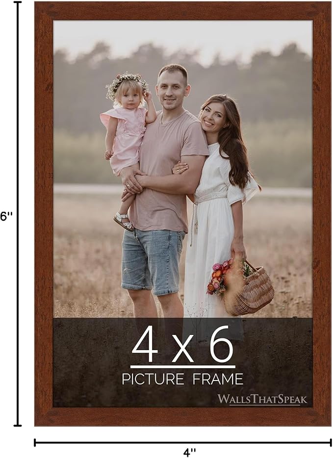 wallsthatspeak 4x6 Dark Walnut Rustic Pine Picture Frame for Puzzles Posters Photos or Artwork