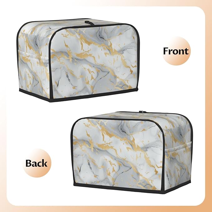 Toaster Cover 2 Slice with Pockets, Geometric Marble Texture Print Kitchen Accessories Decor Bread Maker Oven Protector Covers Dust Proof Fingerprint Covers