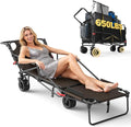 LEVELEVE Heavy Duty Folding Wagon - 2-in-1 Collapsible Cart, 650lb Capacity, All-Terrain Wheels w/Brakes & Side Pockets (Brown)
