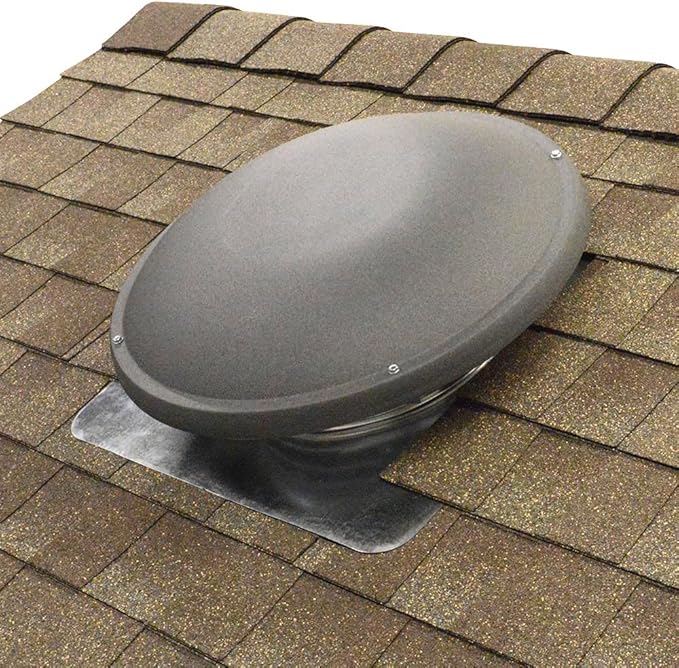 Master Flow GAF 1500 CFM Shingle Match Power Roof Mount Attic Fan with Energy Cost Savings and High Airflow Capacity of up to 1500 cubic ft/min for areas up to 2800 sq ft w/Thermostat/Humidistat (HT1)