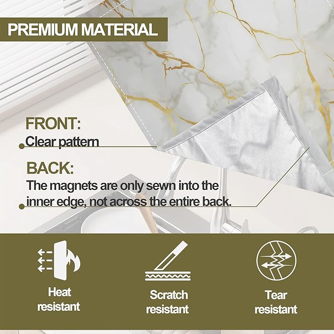 White Marble Dishwasher Magnets Decorative Cover,Gold Veins Magnet Fridge Panel Decal for Home Kitchen Decor,23x26 in