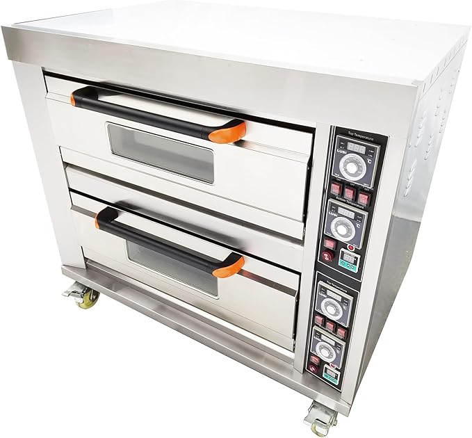 Commercial Movable Double-Decker Pizza Electric Oven Commercial Pizza Oven Countertop Multipurpose Indoor Pizza Oven 220V 13.2KW