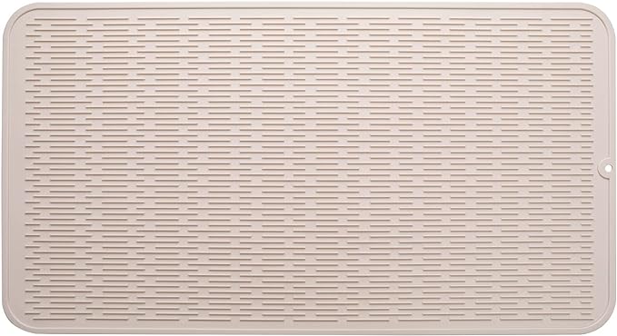 Silicone Dish Drying Mat for Multiple Usage,Easy clean,Eco-friendly,Heat-resistant Silicone Mat for Kitchen Counter or Sink,Refrigerator or Drawer Liner Tapioca 4XL 32 inches x 18 inches
