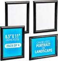 Azar Displays 300336-BLK-4PK Wall Mount Plastic Snap Poster Frame 8.5" x 11" Portrait/Landscape Sign Holder Frame, 4-Pack