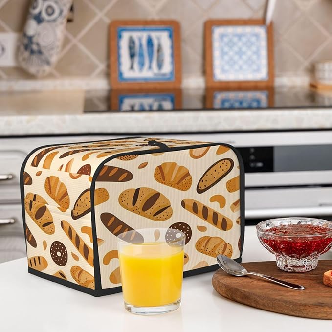 Toaster Cover 2 Slice Various Pastries Bread Waterproof Appliance Cover with Hang Loop Bread Baker Toaster Cover for Kitchen
