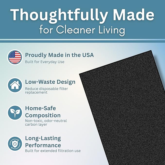 Activated Carbon Filter Pad - Cut to Fit Air Vent Filters for Home, AC, Furnace, Range Hood & Vent - Charcoal Filter Sheets Material for Dust, Odor, Smoke & Allergen Removal - 1 Pack