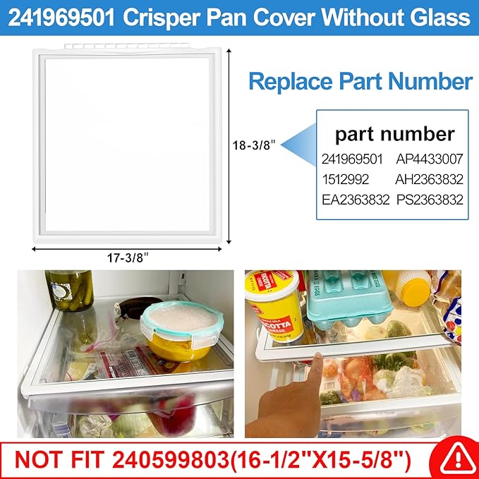 Upgraded 241969501 Shelf Frame without Glass Refrigerator Compatible with Frigidaire Shelf Replacement Parts Frigidaire Gallery Shelf Replacement LFSS2612TF0 FGHS2631PF4A FFSS2615TS0 Drawer Shelves