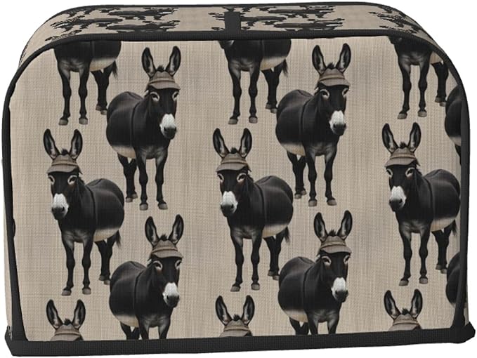 Funny Print 2 Slice Toaster Cover Funny Black Donkey, Dust & Fingerprint Protection, Washable Kitchen Small Appliance Cover