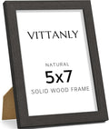 Vittanly 5x7 Picture Frame, Solid Wood Frame with Plexiglass, Includes 4x6 Mat, Wall Hanging or Tabletop for Home Decor, Black, 1 Pack