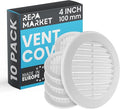 Repa Market 4 Inch (Opening) White Round Air Vent Cover - Pack of 10 Plastic Fresh Air Intake Vent - AC Cover with Nylon Mesh Screen - Wall, Ceiling HVAC Return Air Register - Modern Soffit Vents