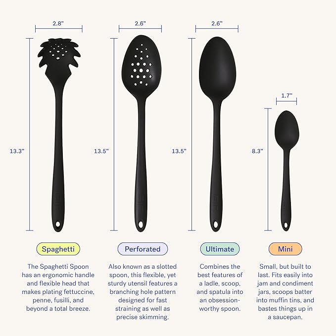 GIR: Get It Right Premium Perforated Spoon - Non-Stick Heat Resistant Silicone Straining Spoon - Perfect for Removing, Filtering, Skimming, Cooking, Frying, Strainer - 13 IN, Navy, (GIRSNH381NVY)