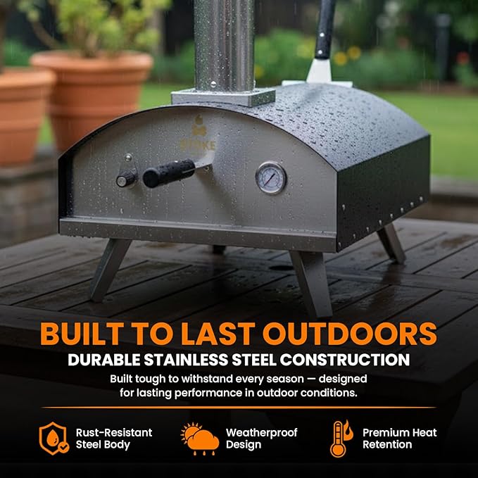 Stoke 13 Inch Outdoor Pizza Oven – Wood Pellet Portable Pizza Oven for Backyard, Camping, or Tailgating – Stainless Steel Oven with Pizza Stone & Accessories
