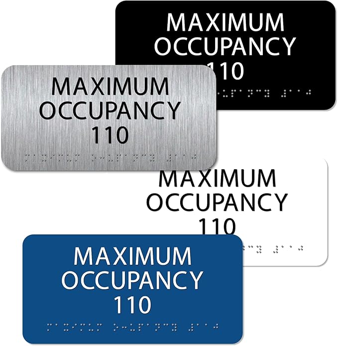 ALPHA DOG ADA SIGNS Custom Maximum Occupancy Sign 4x8 Inch - Personalized Room Capacity Limit Sign with Grade 2 Braille - ADA Compliant Business Signage - Made in USA - Blue
