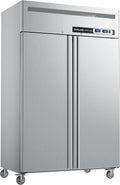 Coolake 48" W 2 Door Commercial Refrigerator and Freezer Combo, 36 Cu.ft 2 Section Stainless Steel Solid Door Fan Cooling Upright Reach in Freezer for Restaurant, Bar, Shop, Garage
