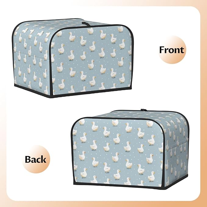 4 Slice Toaster Cover for Kitchen Geese Pattern Pastel Waterproof and Dustproof Toaster Dust Cover with Side Pockets Decorative Universal Cover for Wide Slot Toasters and Small Appliances