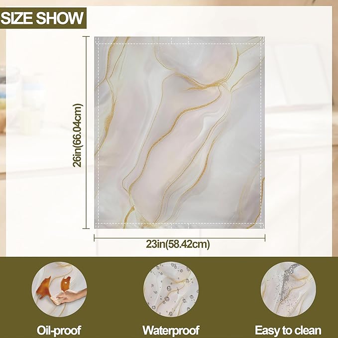 White Marble Magnetic Dishwasher Cover,Gold Lines Dishwasher Covers for The Front Magnetic Dishwasher Panel Decal Cover for Kitchen 23x26inch