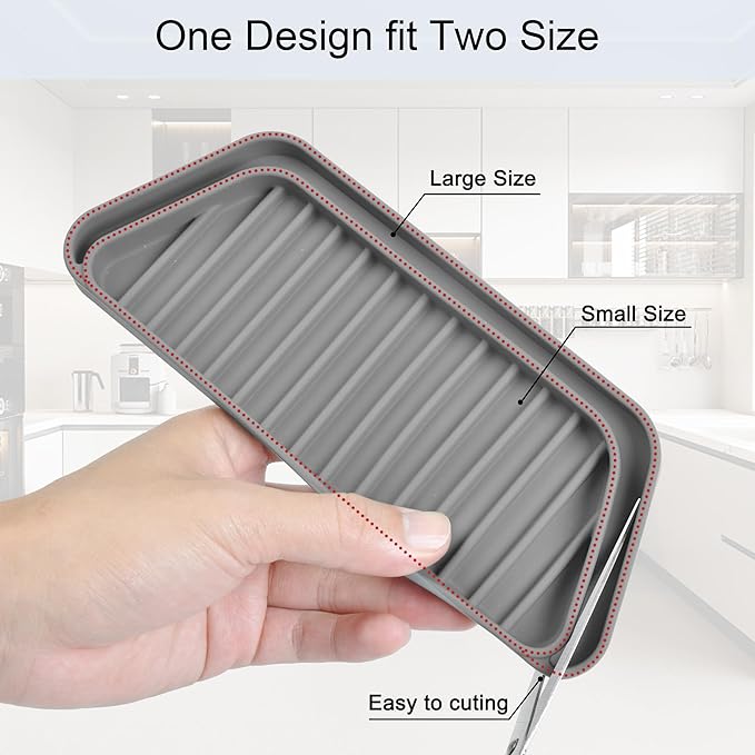 KindGa Refrigerator Drip Catcher Tray,Protector Ice and Water Dispenser Pan,Fridge Spills Water Pad Catch Basin for Drainage (Rectangular,Grey)