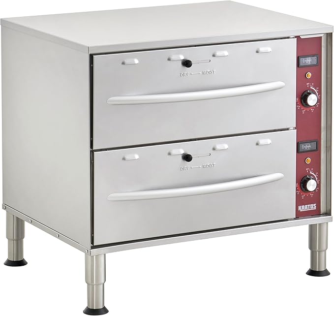Kratos Commercial Electric Drawer Warmer, Stainless Steel Double Drawer Food Warmer for Restaurants and Hotels, 120V, 900W