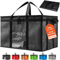 NZ home Insulated Bags for Food Delivery (3XL) Grocery Shopping Cooler Bag, Pizza Delivery, Hot & Cold Catering Tote, Reusable, Foldable & Heavy Duty (10 Pack, Black)