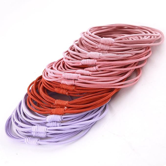 No Dmamage Hair Ties for Girls,Women,Men,Large Pony tails Hair Ties,Handmade Bracelets, Hair Tie for Thick Curly Hair,20Pcs,4-1 Design,Hair Elastics (Pink and Purple)