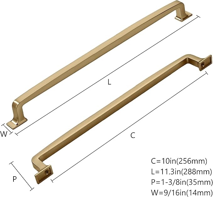 Khtume 6-Pack 10 Inch Cabinet Handles - Champagne Bronze and Warm Brass cabinet pulls for kitchen cabinets and cupboards