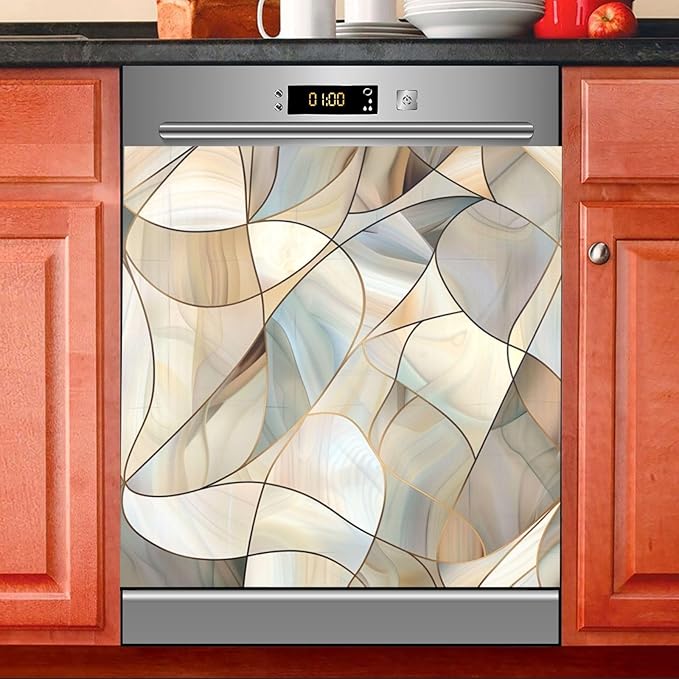 Abstract Stained Glass Pattern Dishwasher Magnet Cover Sticker Magnetic Refrigerator Panel Front Door Fridge Microwave Decal