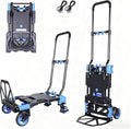 Folding Hand Truck Dolly Capacity Collapsible Heavy Duty Utility Cart with Adjustable Handle Convertible Trolley for Luggage Moving Camping Home Office (Blue, 65cm*46cm*92cm)