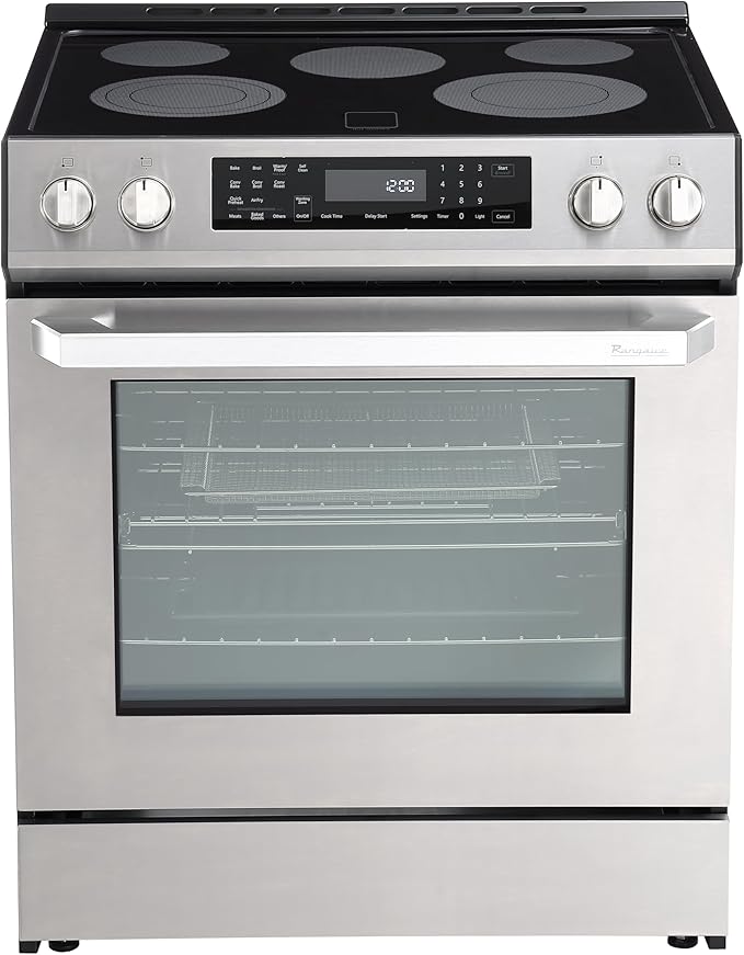 Rangaire RRE303GS 30" Glass Touch Electric Range Oven - Stainless Steel, Infrared Stove Burners, True Convection, Self Cleaning, Easy Reach Racks