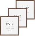 Fun Memories 12x12 Picture Frame Set of 3, Rustic Walnut Oak Wood Frame 12 x 12 with Tempered Glass, Wall Collage Frame 12 by 12
