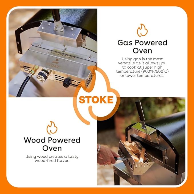 Stoke 13 Inch Outdoor Pizza Oven – Wood Pellet Portable Pizza Oven for Backyard, Camping, or Tailgating – Stainless Steel Oven with Pizza Stone & Accessories
