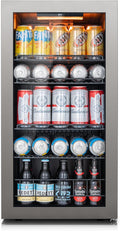 Ca'Lefort 105 Cans Beverage Cooler Mini Fridge, Beverage Refrigerator with Reversible Glass Door, Adjustable Shelves for Soda, Beer & Wine, Digital Temperature Control for Home, Office, Bar or Dorm
