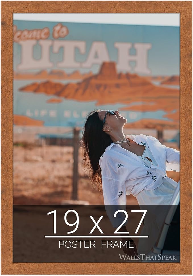 wallsthatspeak 19x27 Light Walnut Rustic Pine Picture Frame for Puzzles Posters Photos or Artwork