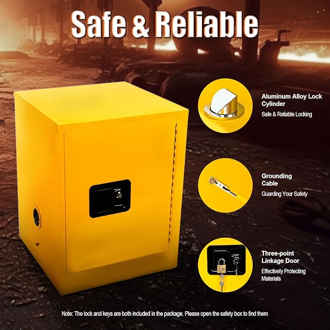 17"x17"x18" Safety Storage Cabinets Flammable Storage Cabinet, Manual Close Adjustable Shelf Alloy Steel Fireproof Hazardous Storage Cabinet Leak-proof Durable Storage Bin for Commercial Industrial