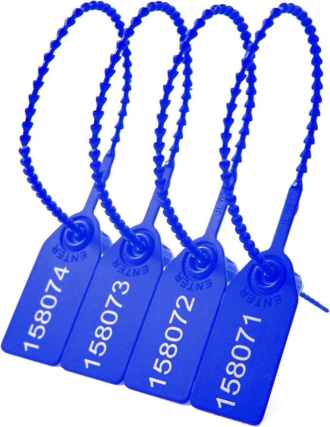 1000 Plastic Tamper Seals Fire Extinguisher Tags Numbered Zip Ties Pull Tite Security Tags Disposable Self-Locking Safety Ties (Dark Blue)