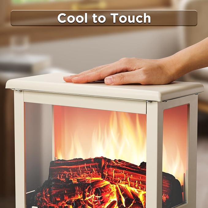 TURBRO Suburbs TS17Q Infrared Electric Fireplace Stove, 19" Freestanding Stove Heater with 3-Sided View, Realistic Flame, Overheating Protection, CSA Certified, for Small Spaces, Bedroom - 1500W