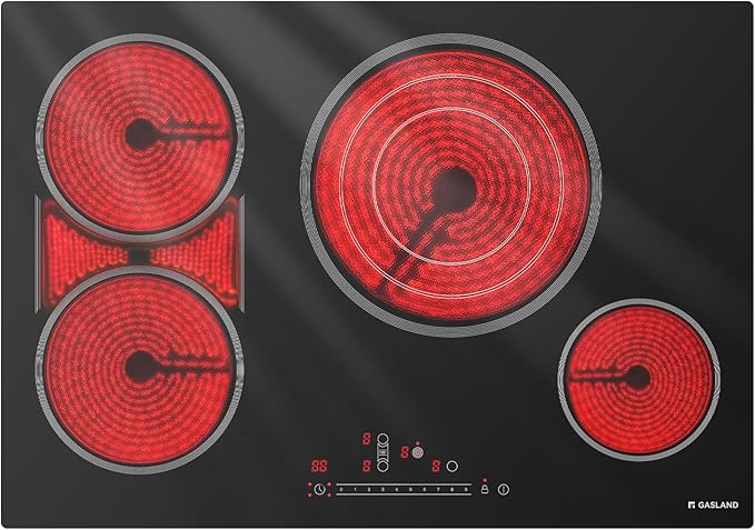 GASLAND Electric Cooktop 30 Inch, 4 Burners Radiant Glass Stove Top, ETL & FCC Certificated, Drop-in Ceramic Cooktop, Slide Touch Control, Child Safety Lock, Hot Surface Indicator, 240V