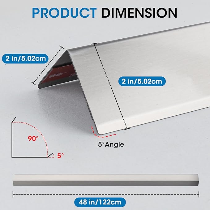 Stainless Steel Wall Corner Guards, 2 x 2 x 48 inches (10 Pcs Pack). Made of 304 Steel, These 90-Degree Angle Metal Corner Protectors are Designed for Wall Protection and Decoration