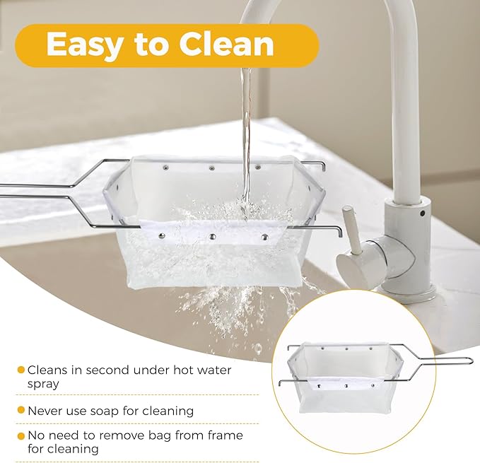 Fryer Filter Bag & Frame, Filter Bag Easy to Clean with Hot Water, Can Be Reused 1000 Times, Suitable for 70 lb Polishing Oil, Used for Household and Commercial Purposes