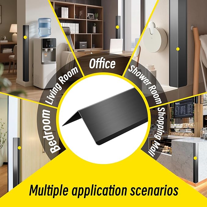 Steel Corner Guards 2 x 2 x 48” Metal Protector, 10 Pack Metal Wall Corner Protector T304 Stainless Steel Wall Molding Trim (Black)