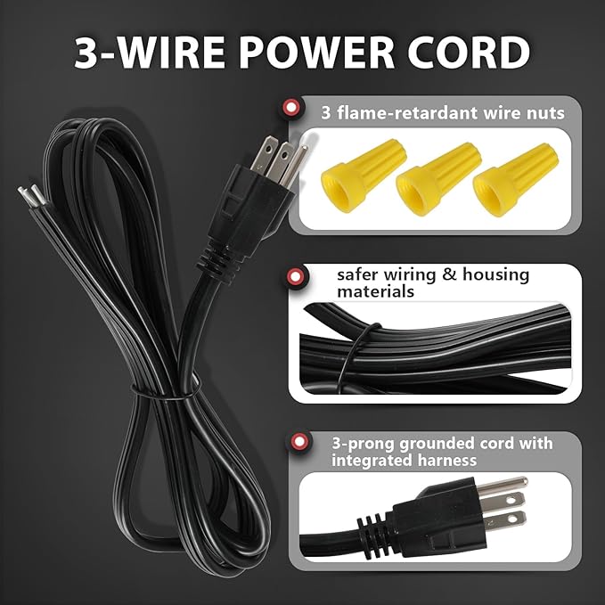 (5 Kit) Efield Dishwasher Installation Kit, 6 FT Stainless Steel Supply Hose, 3/8" X 3/8" Compression Adapter, 3-Wire 6” Power Cord with Tap,(HOSE149-5PCS)