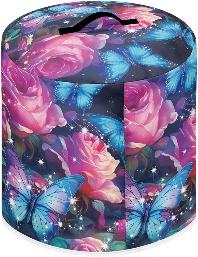 Flashideas Butterfly Roses Pressure Cooker Cover for Women Insulated Rice Cooker Cover with Easy to Clean Lining Waterproof Dust Cover with Pockets for Instant Pot 6 Quart Appliance Cover