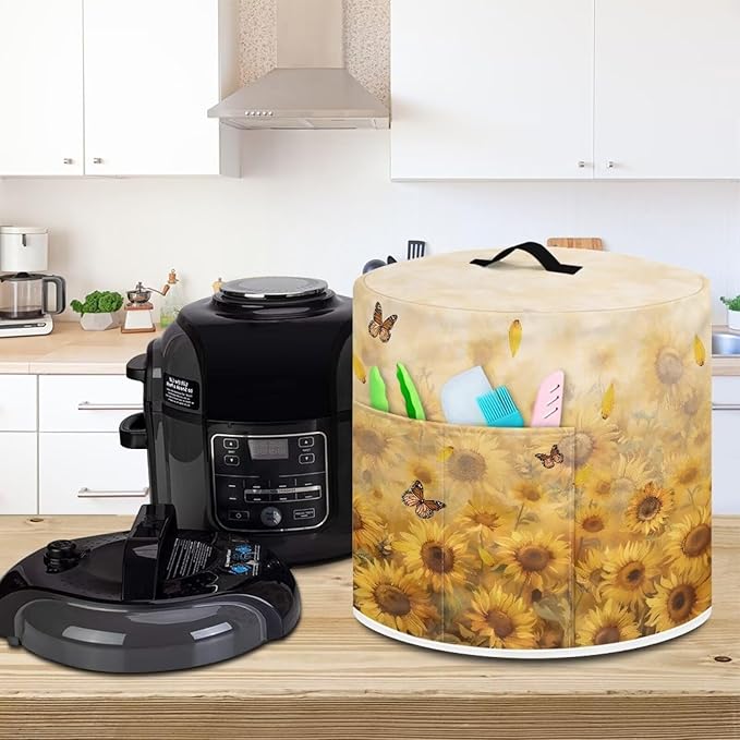 Sunflower Pressure Cooker Cover Instant Pot Accessories Instant Pot Kitchen Appliance Dust Cover with Pockets for Rice Cooker Air Fryer Slow Cooker Dust Covers for Kitchen Size L