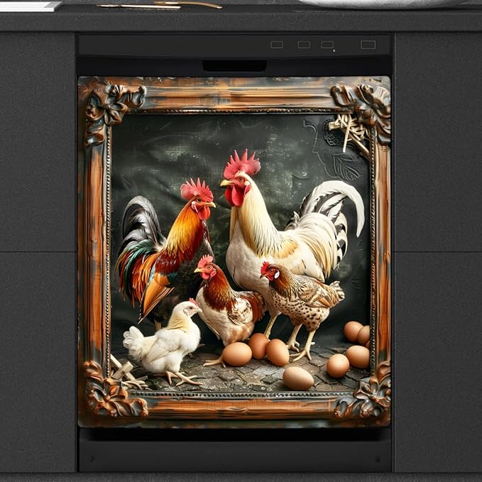 Animal Rooster Modern Dishwasher Magnet Cover Magnetic Dishwasher Decorative Cover Front Dishwasher Door Cover Reuseable Dishwasher Cover Panel Decal for Kitchen Refrigerator Home Appliances 23" X 26"