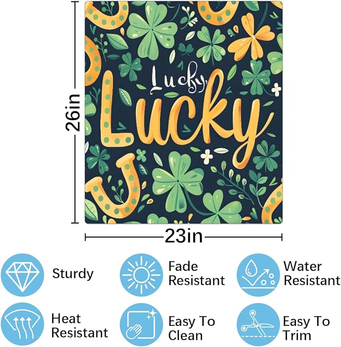 Lucky Straw Green Flower Letter Dishwasher Magnet Cover, Reusable Refrigerator Panel Stickers Microwave Front Door Covers Magnets for Kitchen Home Appliances Holiday Party Decorations 23 X 26 in