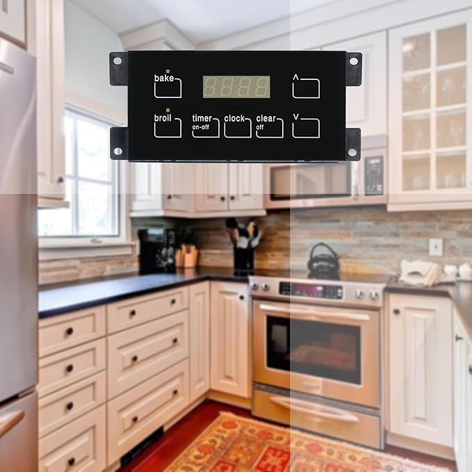 316455500 Oven Range Stove Clock Control Board 7 Button Control Board Clock Replacement(Include Overlay), Replacement for Numbers 316220725, Compatible with Frigidaire Range Control Board