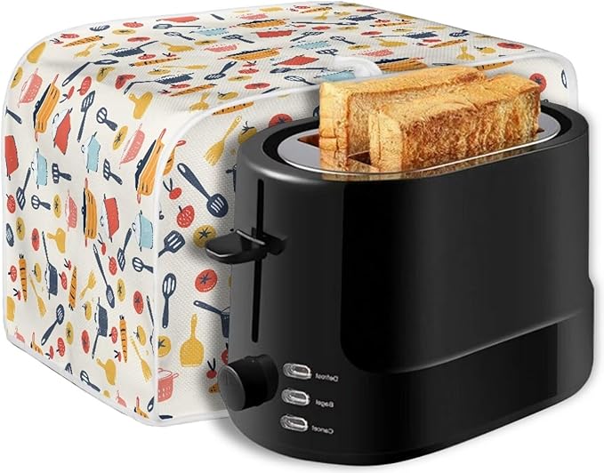 Cooking Accessories Cartoon Pattern Two Slice Toaster Cover,Kitchen Small Appliance Covers Home Table Decor Microwave Oven Dustproof Cover